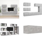 vidaXL 6-delige Tv-meubelset spaanplaat betongrijs - Tv-kastenset - Tv-kastensets - Tv-kasten - Tv-meubelset