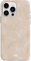 xoxo Wildhearts Marble Nude Vibes - Single Layer - Hardcase hoesje geschikt voor iPhone 14 Pro Max - hoesje shockproof case geschikt voor Apple iPhone 14 Pro Max hoesje marmer - Beige / crème
