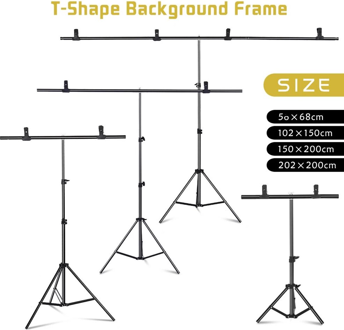 Donley - T-Stand productfotografie - ophangsysteem fotodoek - fotodoek ophangsysteem - ophangsysteem T stand - 150 * 200 cm ophangsysteem - product fotografie ophangsysteem - productfoto systeem