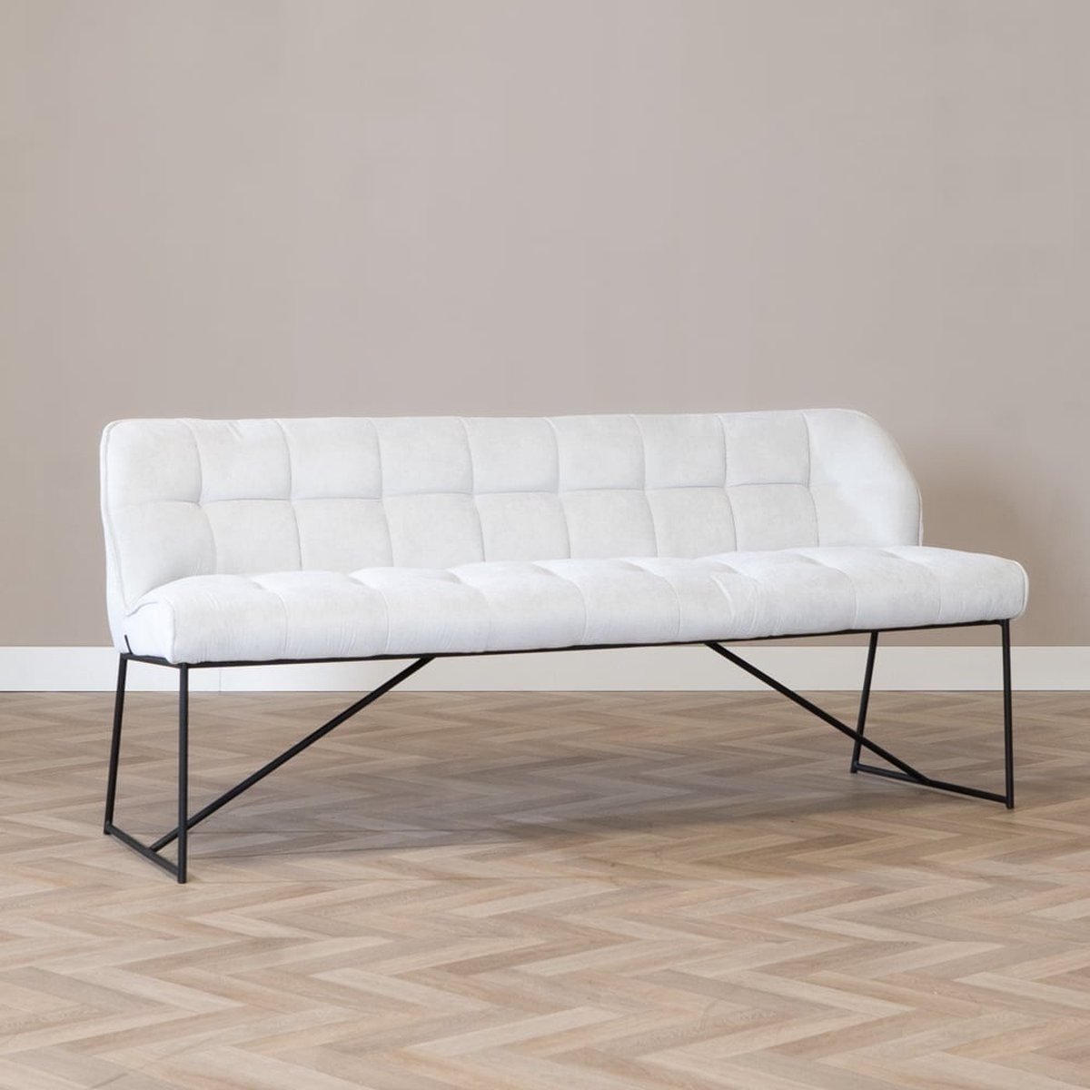 Bronx71 Scandinavische eetkamerbank Jelle off white 185 cm - eettafelbank - eetbank Wit