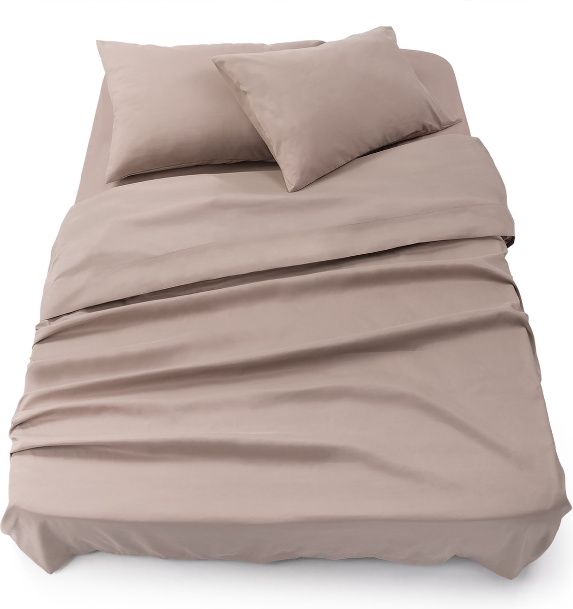 Blumtal 3-delige Set Bedlaken - Hoeslaken 180 x 200 x 30 cm - Laken 280 x 275 cm - 2 x Kussensloop 50 x 80 cm - Taupe