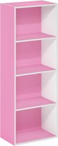 4-laags boekenkast roze/wit