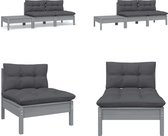 vidaXL 3-delige Loungeset met kussens massief grenenhout grijs - Loungeset - Loungesets - Lounge Set - Lounge Sets