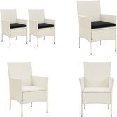 vidaXL Chaises de jardin 2 pcs avec coussins Polyrotin Blanc - Chaise de jardin - Chaises de jardin - Chaise d'extérieur - Fauteuil