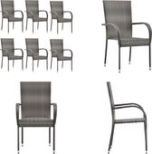 vidaXL Chaises de jardin empilables 6 pcs Polyrotin Gris - Chaise empilable - Chaises empilables - Chaise - Chaises