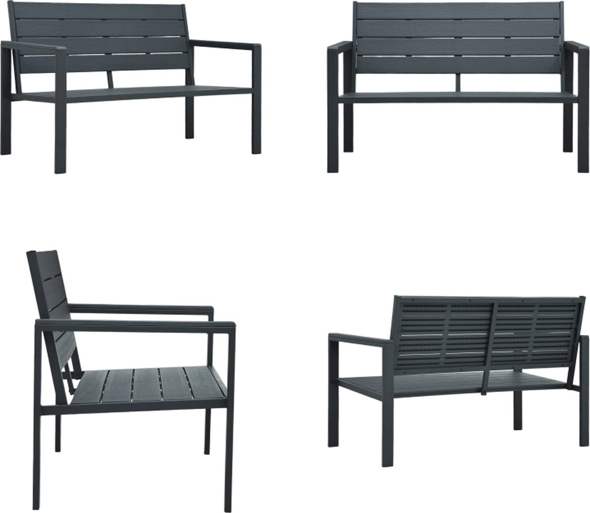 vidaXL Tuinbank hout-look 120 cm HDPE grijs - Tuinbank - Tuinbanken - Tuinbankje - Tuinbankjes