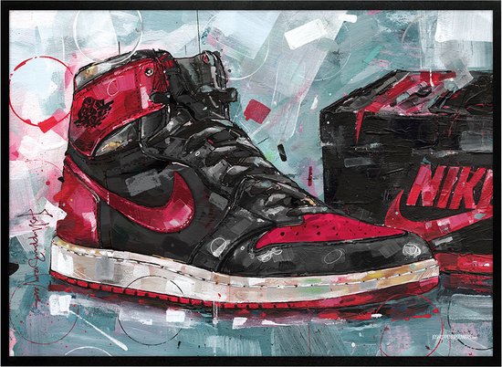 Sneaker print shoebox banned bred 71x51 cm *ingelijst & gesigneerd