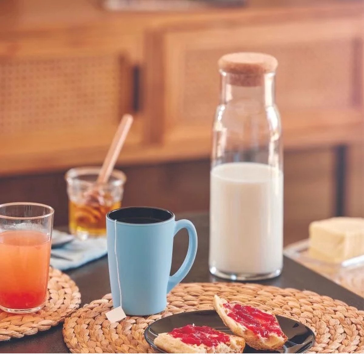 Cucina & Tavola Glazen karaf met kurkstop voor water, sap, melk - 1000 ml — cadeau in Koken & Dineren - foto 5