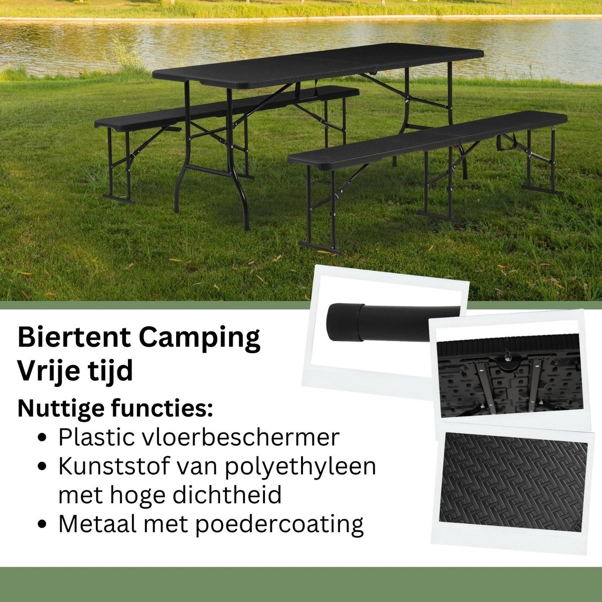 Albatros Buffettafel Klaptafel, Zwart - Robuuste Constructie opvouwbaar en Hoge Belastbaarheid - voor Maximaal 10 Personen - voor Biertent met Draaggreep thumbnail 2