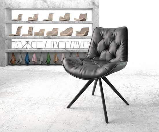 Chaise pivotante Taimi- Flex cross frame angulaire cuir noir noir
