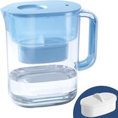 Waterfilterkan met 1 × 90 dagenfilter, 3,5 l vermindert fluoride, chloor en meer, BPA-vrij, NSF-gecertificeerd, blauw (vervangingsfilter: WD-PF-01A Plus)