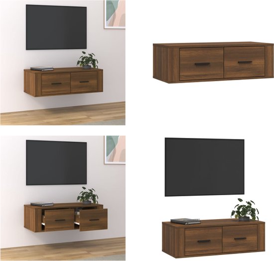 vidaXL Tv-hangmeubel 80x36x25 cm bewerkt hout bruineikenkleurig - Tv-kast - Tv-kasten - Tv-meubel - Hifi-meubel