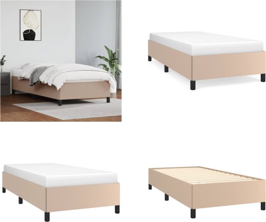 vidaXL Bedframe kunstleer cappuccinokleurig 90x190 cm - Bedframe - Bedframes - Bed - Slaapmeubel