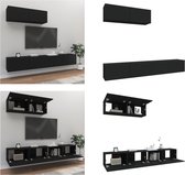 vidaXL 3-delige Tv-meubelset bewerkt hout zwart - Tv-kast - Tv-kasten - Tv-meubel - Hifi-meubel