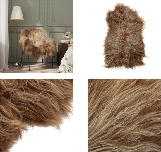 vidaXL Stoelhoes IJslander schapenvacht 70x110 cm bruin - Schapenvacht Stoelhoes - Schapenvacht Stoelhoezen - Stoelhoes - Ijslander Schapenvacht