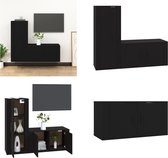 vidaXL 2-delige Tv-meubelset bewerkt hout zwart - Tv-kast - Tv-kasten - Tv-meubel - Hifi-meubel
