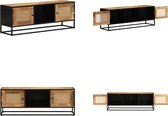 vidaXL Tv-meubel 110x30x40 cm massief ruw mangohout en ijzer - Tv-meubel - Tv-meubelen - Tv-standaard - Televisiemeubel