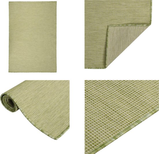vidaXL Buitenkleed platgeweven 120x170 cm groen - Buitenkleed - Buitenkleden - Tuinkleed - Platgeweven Buitenkleed