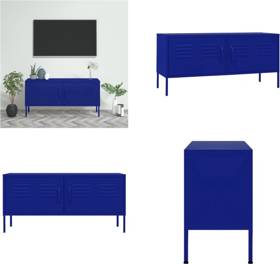 vidaXL Tv-meubel 105x35x50 cm staal marineblauw - Tv-meubelset - Tv-meubelsets - Tv Meubelset - Tv Meubelsets