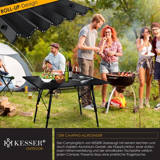 KESSER® Campingtafel inklapbare Tafel - Vouwtafel voor Buiten en Camping 120 x 70 cm - Zwart van KESSER — afbeelding 2