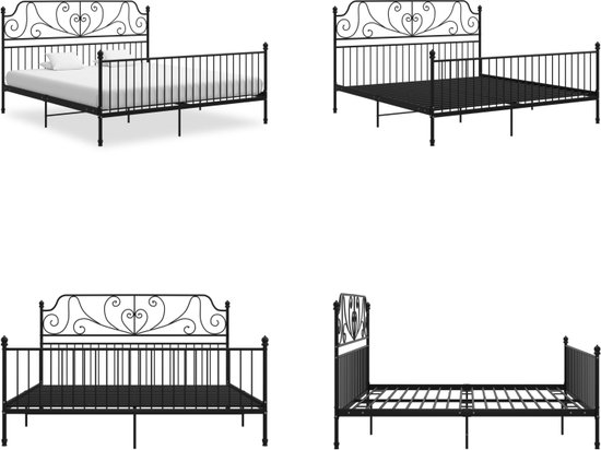 vidaXL Bedframe met hoofd- en voeteneinde metaal zwart 200x200