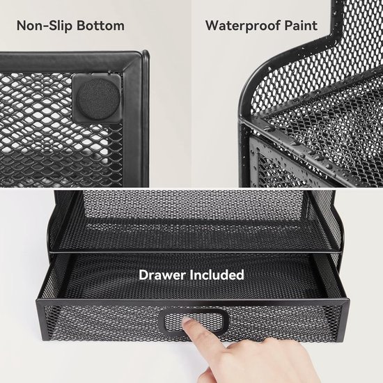 BOTC Letter Tray - Organisateur de bureau - Organisateur de bureau - Métal - Zwart