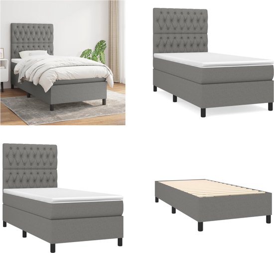 Contour cadre de lit vidaXL Boxspring met matras stof donkergrijs 120x190 cm3269665 Contour cadre de lit vidaXL Boxspring met matras stof donkergrijs 120x190 cm3269665