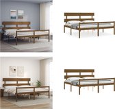 vidaXL Bedframe met hoofdbord massief hout honingbruin 200x200 cm - Bedframe - Bedframes - Bed - Tweepersoonsbed