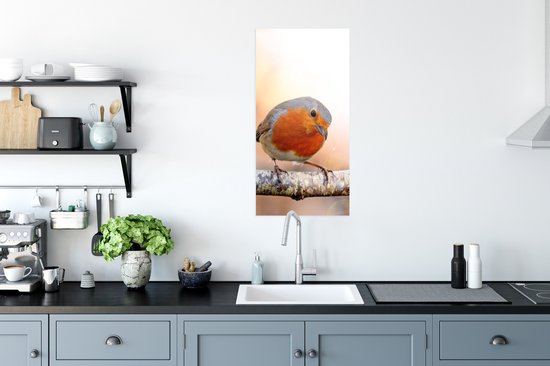 Poster Robin - Branche - Arbre - 40x80 cm