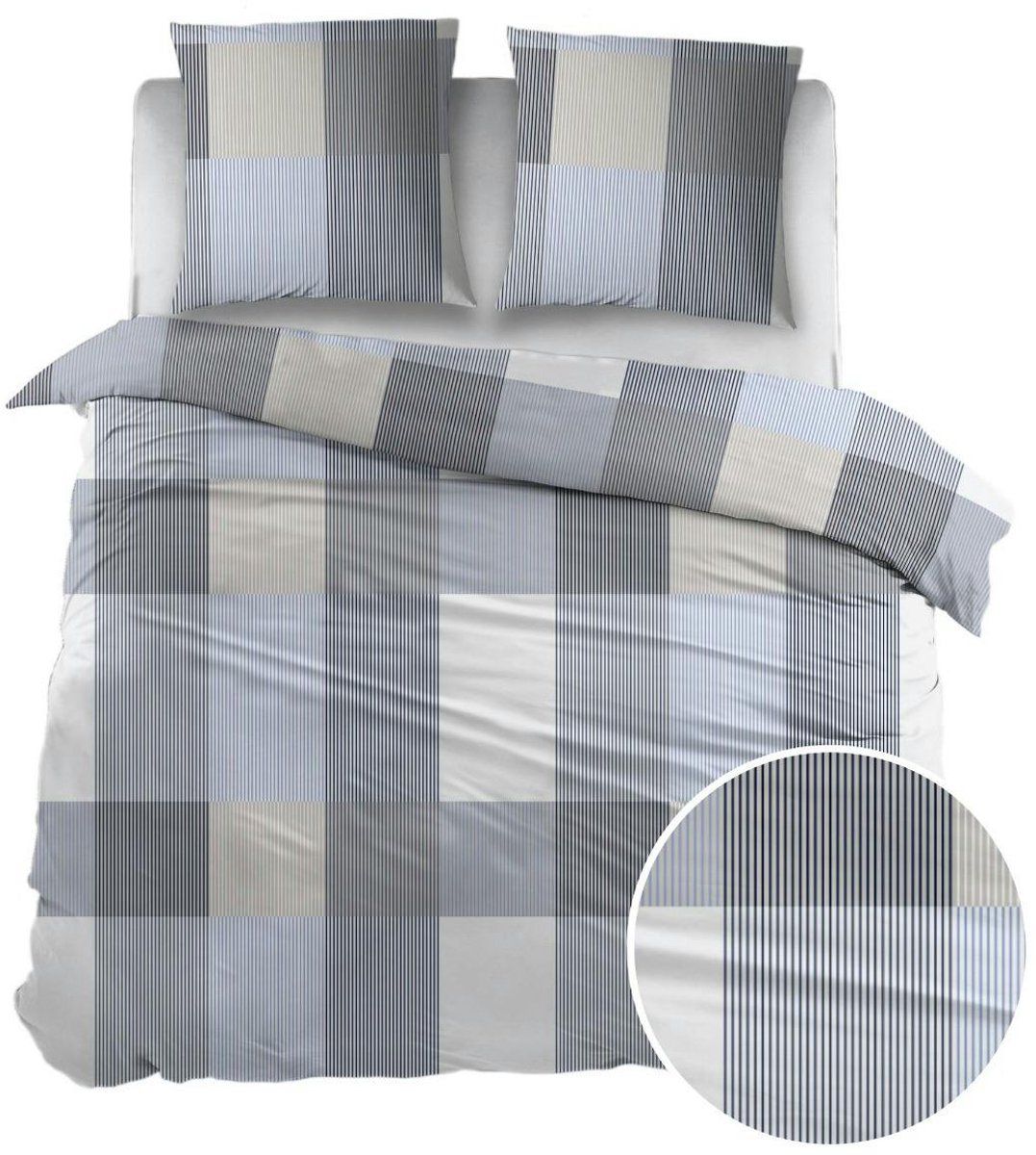 Sleepnight Dekbedovertrek - Blue Ruiten Katoen - B 140 x L 200 cm/B 140 x L 220 cm - 1-persoons - 003480-B 140 x L 200/220 cm