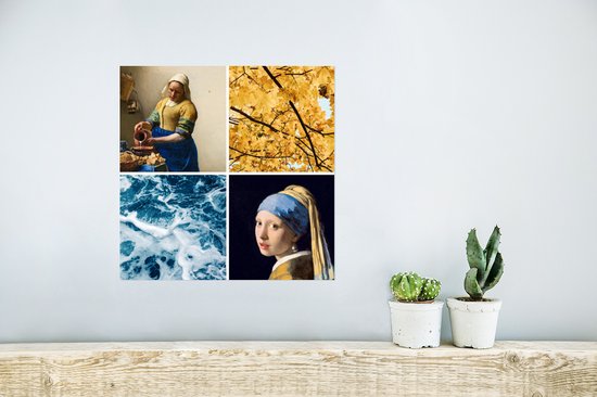 Melkmeisje Laitière - Fille à la boucle d'oreille en perle - Collage - 30x30 cm