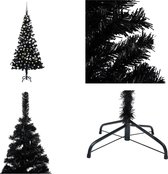 vidaXL Kunstkerstboom met LED's en kerstballen 180 cm PVC zwart - Kunstkerstboom - Kunstkerstbomen - Kerstboom - Kerstdecoratie