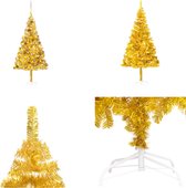 vidaXL Kunstkerstboom met LED's en kerstballen 210 cm PET goudkleurig - Kunstkerstboom - Kunstkerstbomen - Kerstboom - Kerstdecoratie