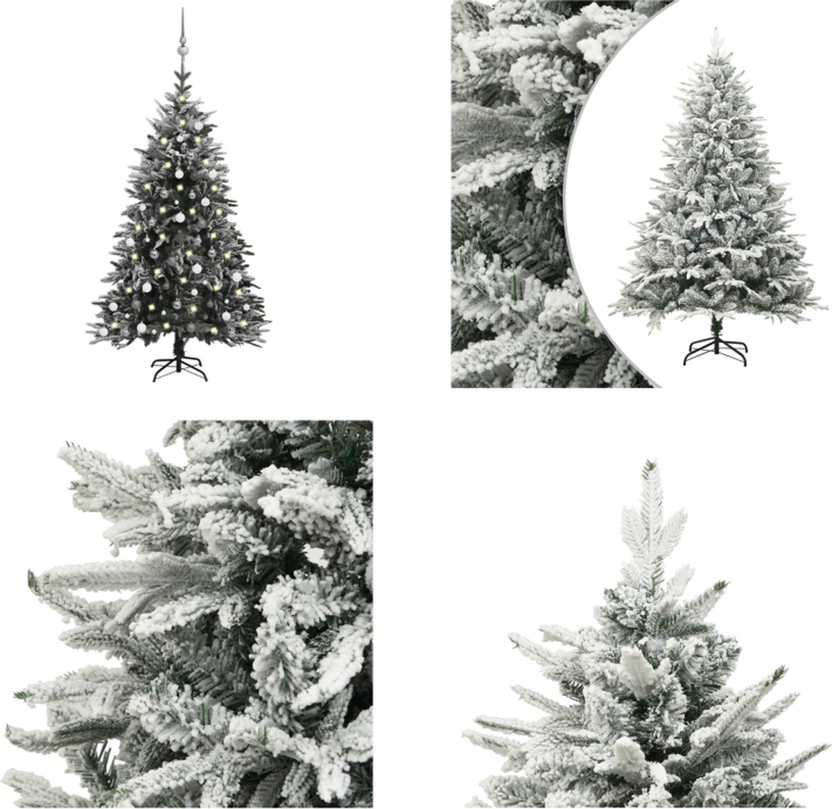 vidaXL Kunstkerstboom met LED's- kerstballen en sneeuw 180 cm PVC PE - Kunstboom - Kunstbomen - Kunstkerstboom - Kunstkerstbomen
