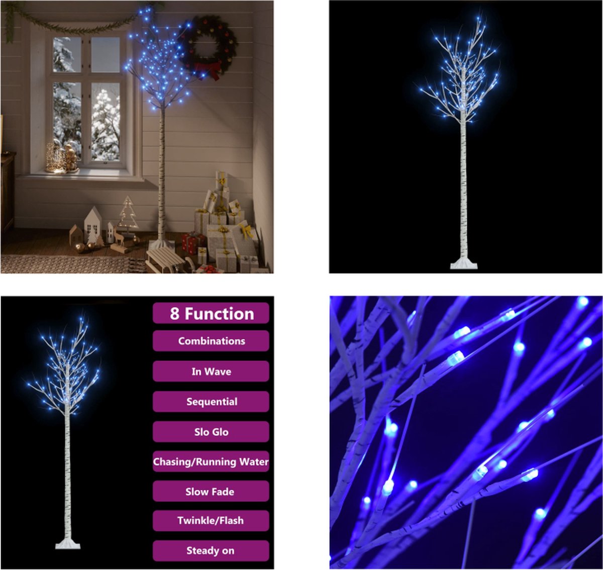 vidaXL Kerstboom wilg met 180 LED's binnen en buiten 1-8 m blauw - Kerstboom - Kerstbomen - Wilg - Wilgen
