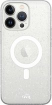 xoxo Wildhearts magnetisch telefoonhoesje - Geschikt voor iPhone 15 Pro Max - Sparkle Away Transparent - Hoesje met glitter - Shockproof case - Transparant - magnetisch hoesje
