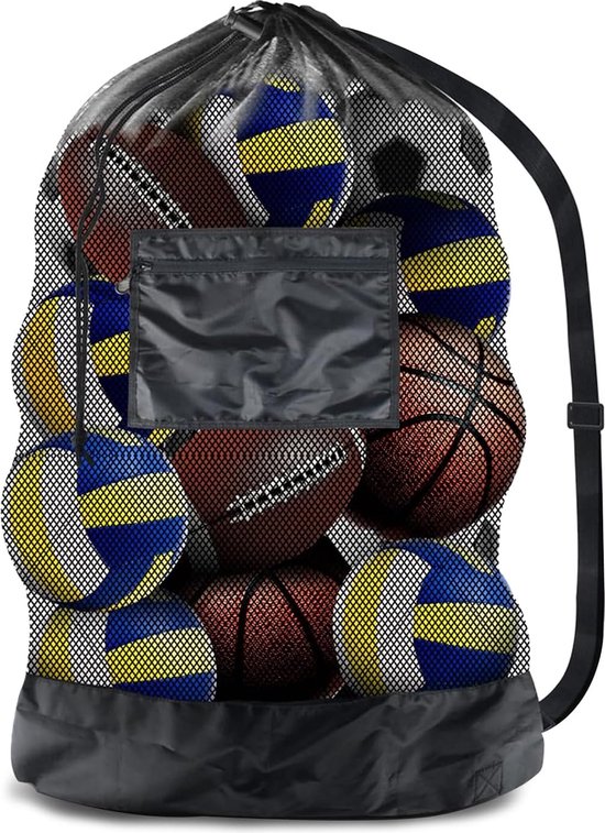 Grand Sac Filet Pour Ballons De Sport - 49x110 Cm, Avec Cordon De Serrage Et Bandoulière