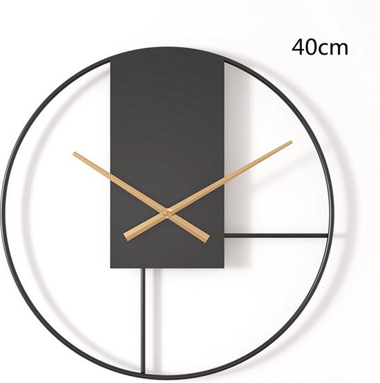 Horloge Murale en Métal Minimaliste Élégante - Design Élégant et Silencieux - ⌀ 40cm-noir