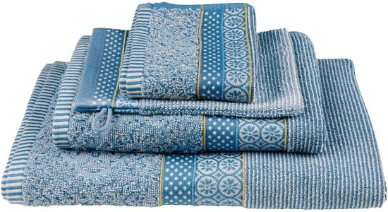 Pip Studio Serviette Invité Soft Zellige - 30x50 cm - Set de 3 - Blauw Grijs