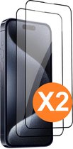 Screenprotector Geschikt voor iPhone 15 Pro Max Screenprotector Bescherm Glas Full Cover Zwart 2pack