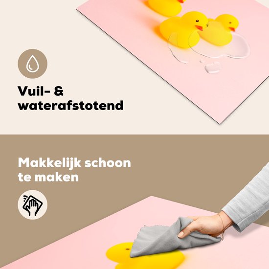 KitchenYeah® Inductie beschermer 80.2x52.2 cm - Badeenden - Geel - Roze - Kookplaataccessoires - Afdekplaat voor kookplaat - Inductiebeschermer - Inductiemat - Inductieplaat mat