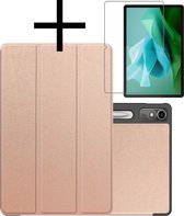 Hoesje Geschikt voor Lenovo Tab P12 Hoesje Case Hard Cover Hoes Book Case Met Uitsparing Geschikt voor Lenovo Pen Met Screenprotector - Rosé goud