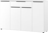 Dressoir Galileo Wit - Breedte 161 cm - Hoogte 101 cm - Diepte 40 cm - Met lades - Met planken - Met openslaande deuren