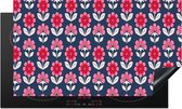 KitchenYeah® Inductie beschermer 91.6x52.7 cm - Bloemen - Patroon - Rood - Kookplaataccessoires - Afdekplaat voor kookplaat - Inductiebeschermer - Inductiemat - Inductieplaat mat