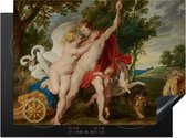 KitchenYeah® Inductie beschermer 70x52 cm - Venus poogt Adonis van de jacht te weerhouden - Schilderij van Peter Paul Rubens - Kookplaataccessoires - Afdekplaat voor kookplaat - Inductiebeschermer - Inductiemat - Inductieplaat mat