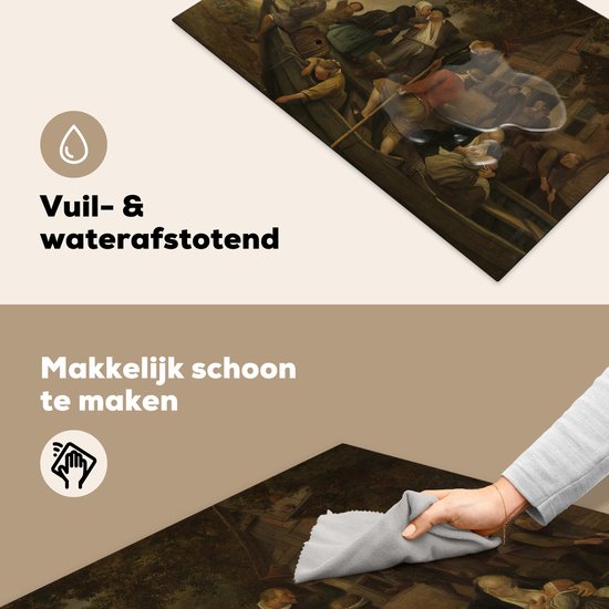 KitchenYeah® Inductie beschermer 80x52 cm - Het vrolijk huiswaartskeren - Jan Steen - Kookplaataccessoires - Afdekplaat voor kookplaat - Inductiebeschermer - Inductiemat - Inductieplaat mat