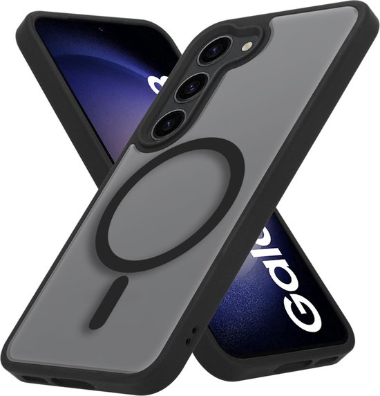 Cadorabo Hoesje geschikt voor Samsung Galaxy S23 in ZWART geschikt voor MagSafe - Hybride beschermhoes met TPU-siliconerand Case Cover en stevige achterkant
