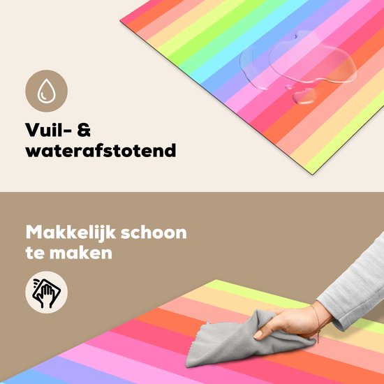 KitchenYeah® Inductie beschermer 77x59 cm - Regenboog - Patronen - Pastel - Kookplaataccessoires - Afdekplaat voor kookplaat - Inductiebeschermer - Inductiemat - Inductieplaat mat