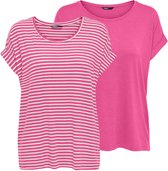 Only Dames T-Shirt MOSTER 2 PACK bequem Roze S Ronde Hals Volwassenen Top Korte Mouw