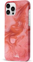 xoxo Wildhearts Marble Red Lips - Single Layer - Hardcase hoesje geschikt voor iPhone 12 Pro Max hoesje - Rood hoesje - Marmer case geschikt voor iPhone 12 Pro Max hoesje rood - Shockproof beschermhoes - Rood